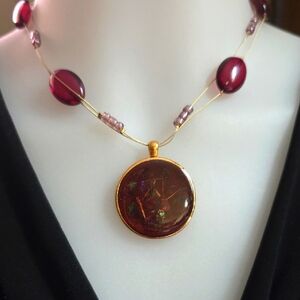 Kenneth Cole Illusion Red Beads and Pendant Necklace